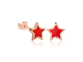 Boucles d'oreilles étoile rouge fluorescente en argent